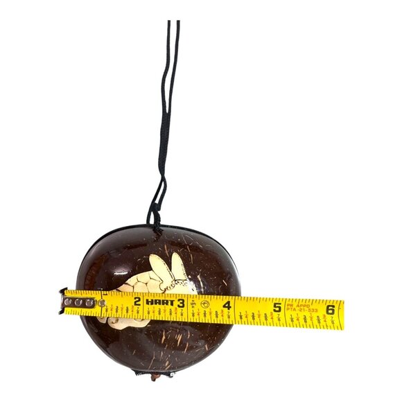 Handcrafted Carved Sea Turtle Coconut Shell Crossbody Purse Tropical Lei Flower - Picture 6 of 15